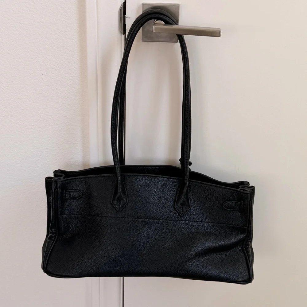 Hermes Birkin 29 Style Black Leather Shoulder Bag - Picture 4 of 7